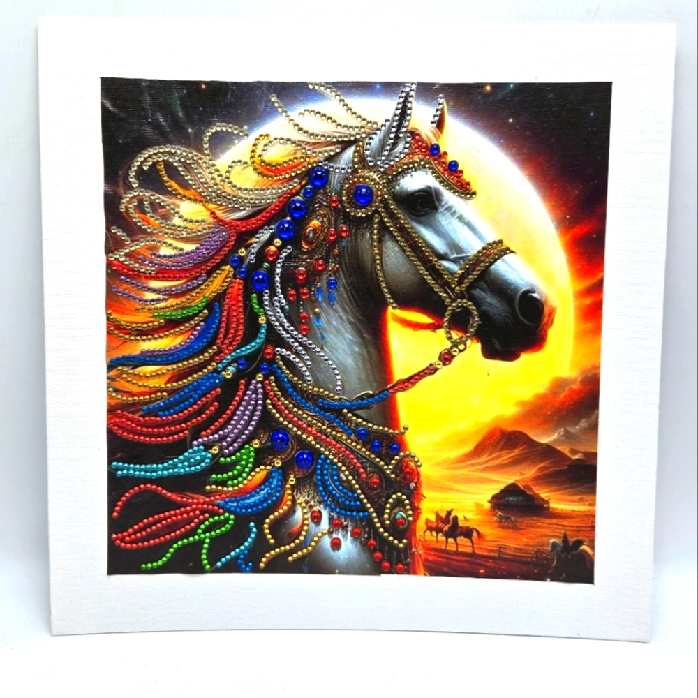 New Finished Diamond Dot Art Arabian Horse Wall Decor Desert Scene Mounted
